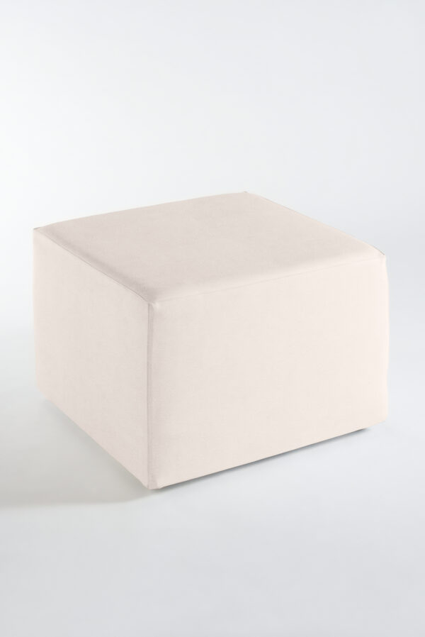 Copri Pouf In Velluto Elasticizzato - Fodera Protettiva Per Ottomano 70x70x44cm Lavabile (Bianco) - Foto 6