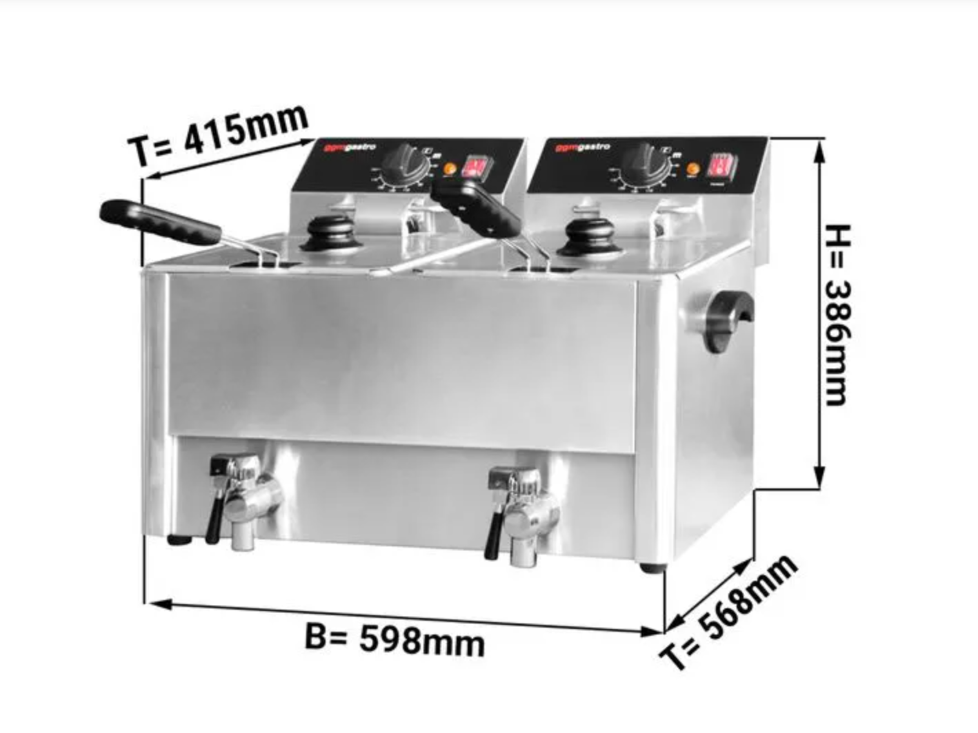 Friggitrice A Gas Doppia - 8 Litri X 2, Acciaio Inox, Commerciale, Con Cestelli - Foto 9